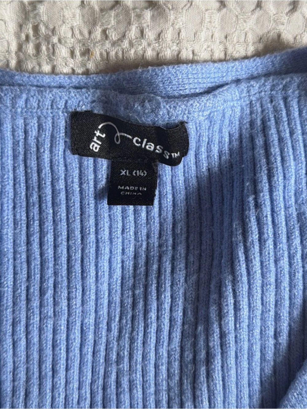 art class Powder Blue Ribbed V-Neck Button Cardigan - Picture 2 of 3
